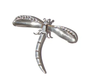 Vintage Fer’s Taxco Dragonfly Brooch Sterling Silver Insect Pin – 3 Inches