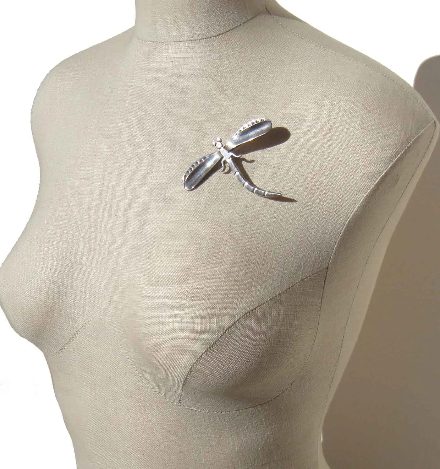 Vintage Fer’s Taxco Dragonfly Brooch Sterling Silver Insect Pin – 3 Inches