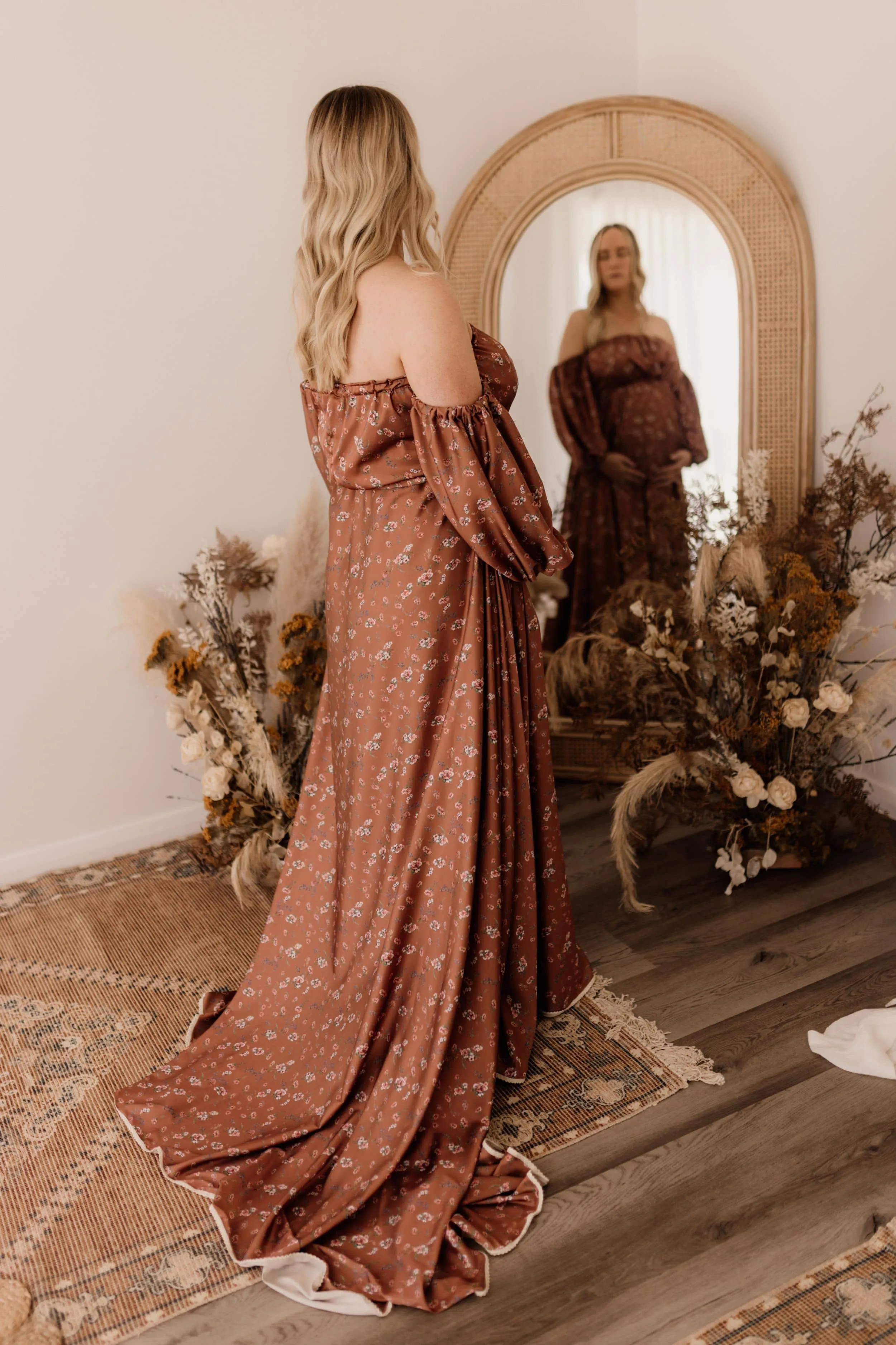 We Are Reclamation Autumn Meadow Satin Gown - For Sale