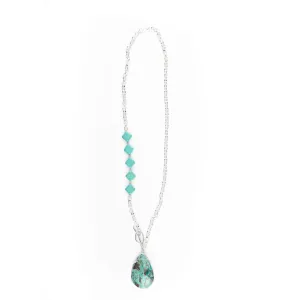 West & Co. Silver Chain Necklace with Turquoise Stone Pendant