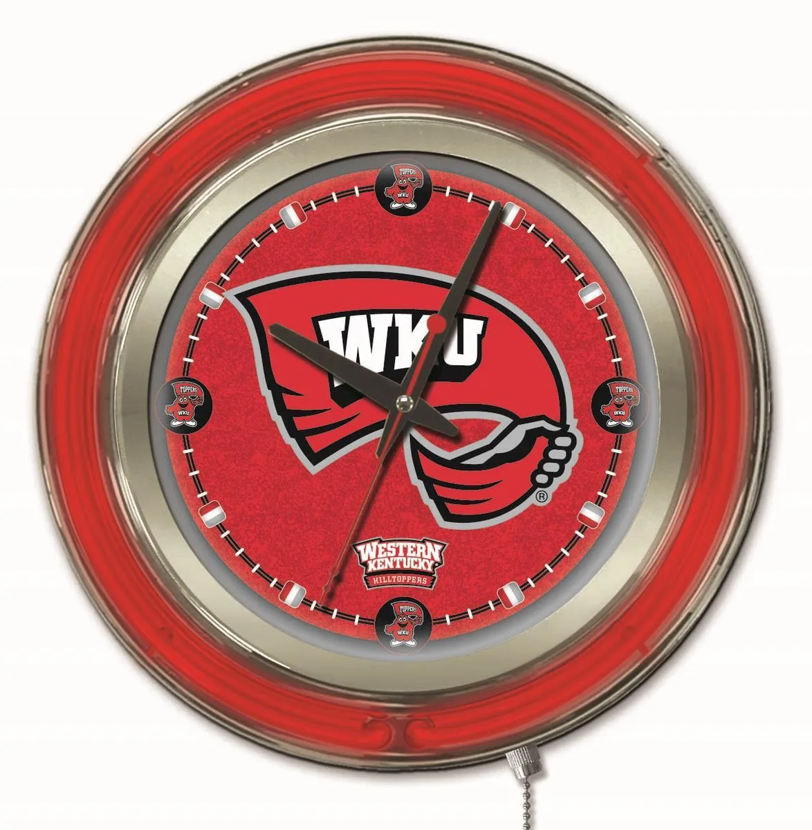 Western Kentucky Hilltoppers HBS Neon Red Battery Powered Wall Clock (15")