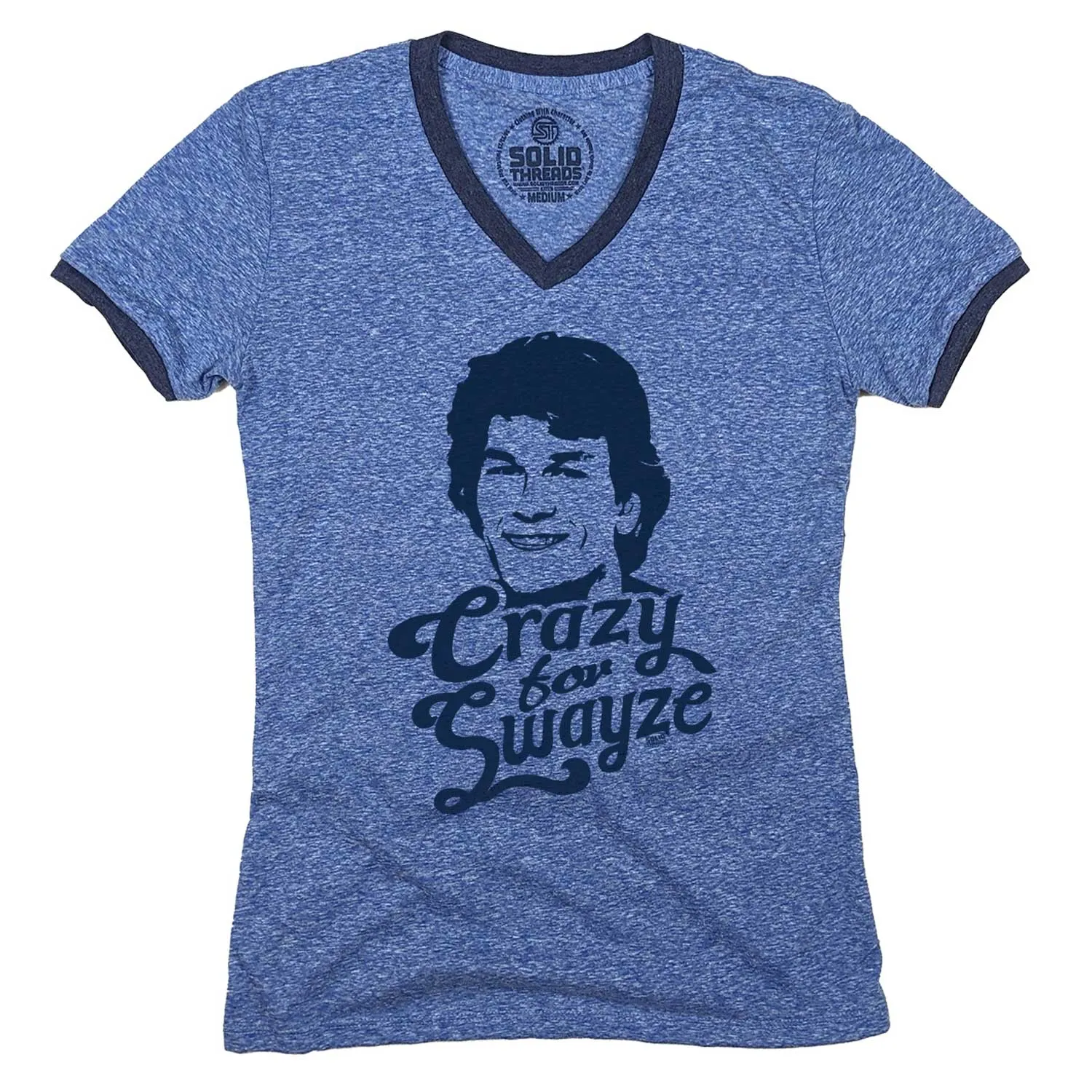 Women's Crazy For Swayze Ringer V-Neck Tee | Supports World Health