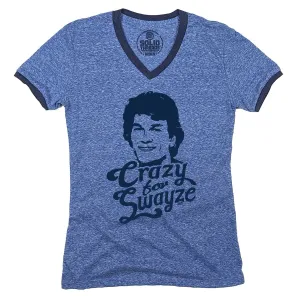 Women's Crazy For Swayze Ringer V-Neck Tee | Supports World Health