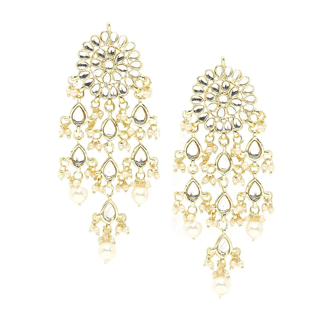 Yellow Chimes Kundan Earrings for Women Traditional Gold Plated Kundan Studded Danglers Earrings for Women and Girls