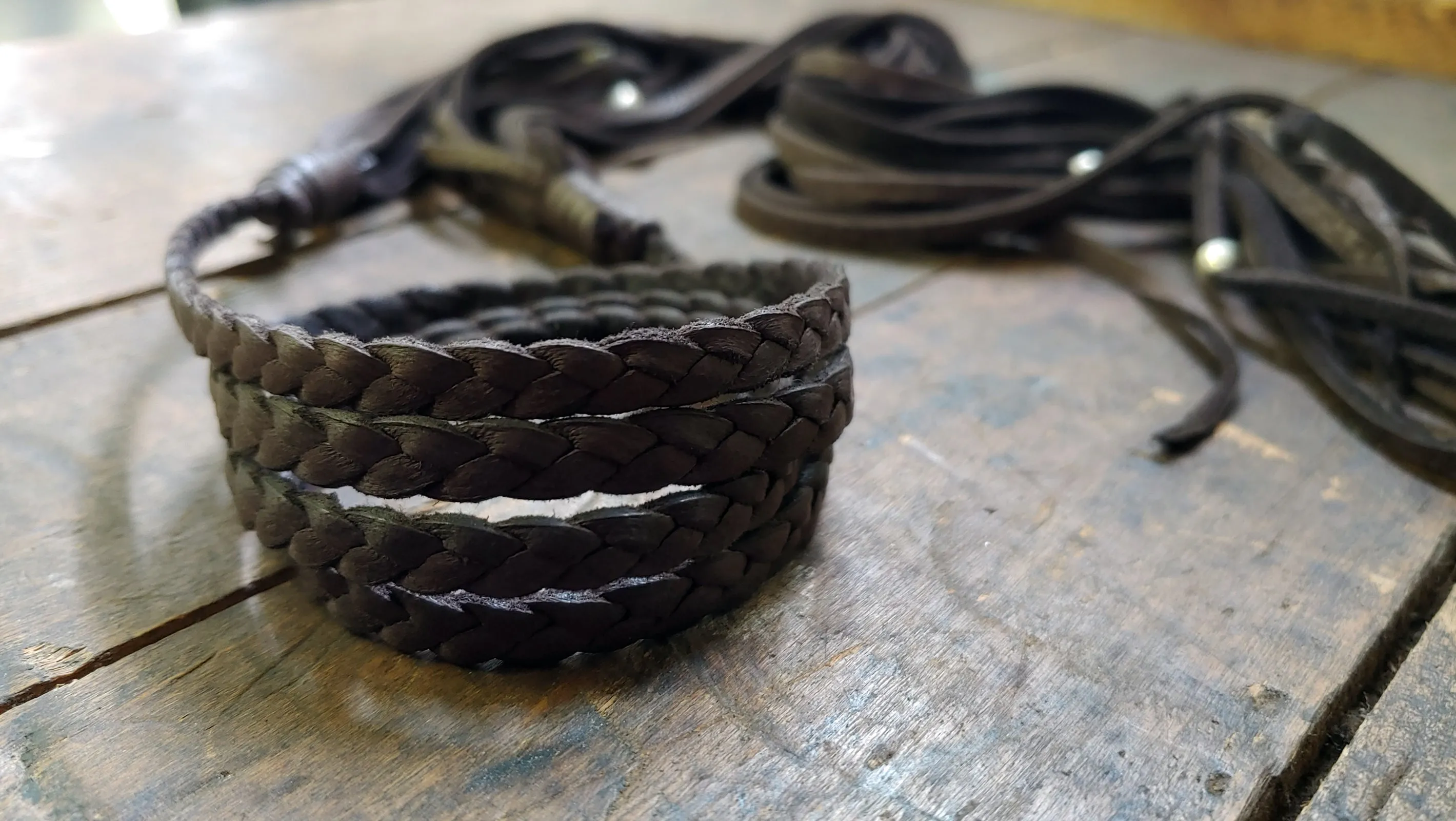 ZURI Braided Leather Choker Style Necklace & Headband - SS1137