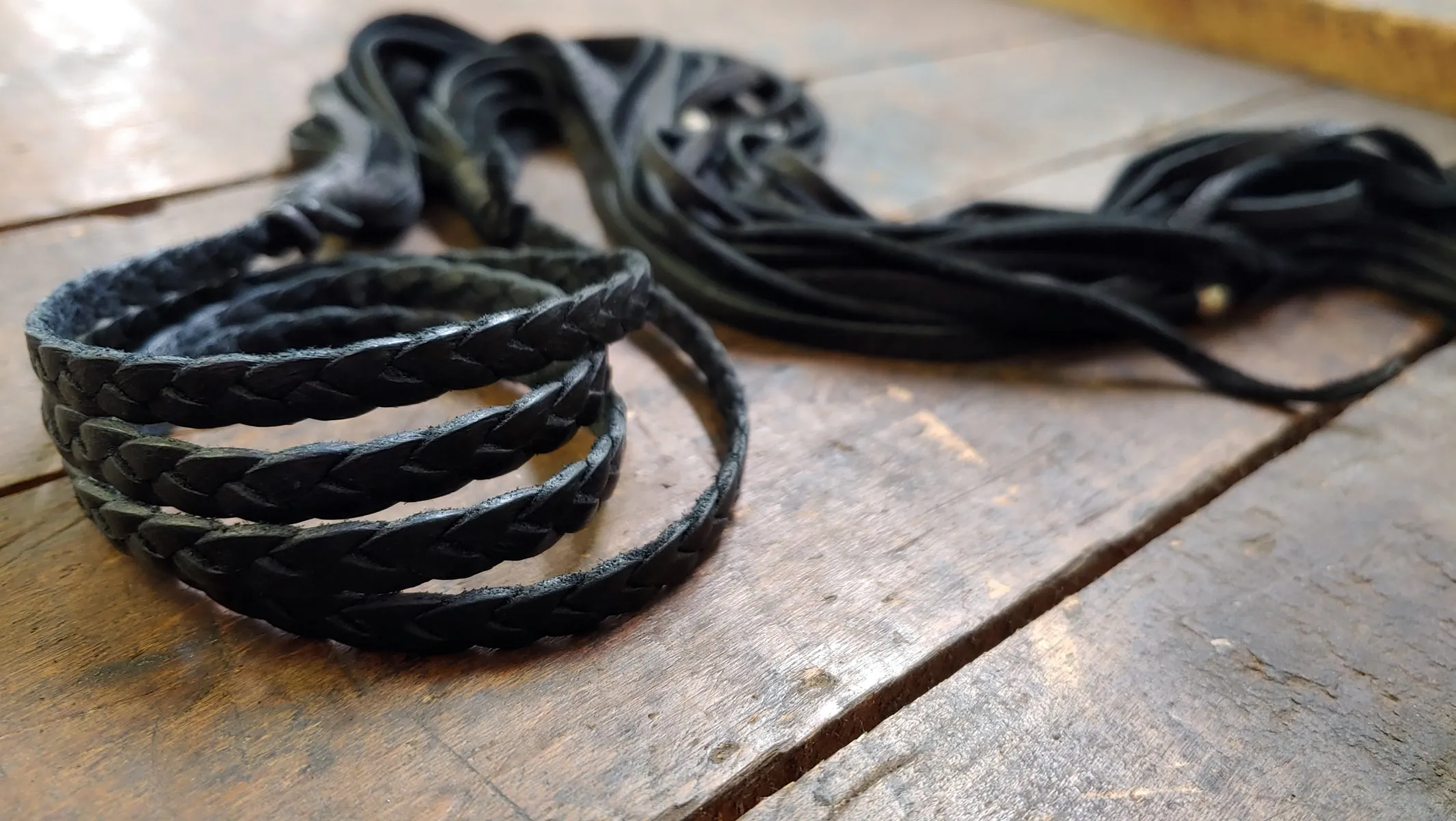 ZURI Braided Leather Choker Style Necklace & Headband - SS1137
