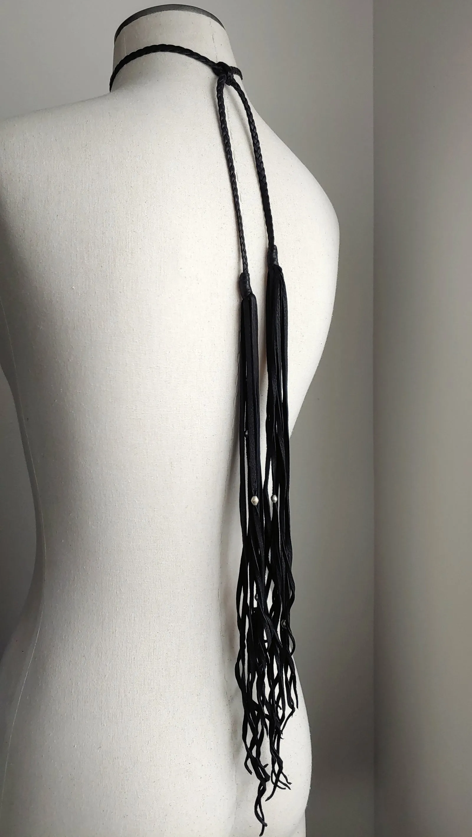 ZURI Braided Leather Choker Style Necklace & Headband - SS1137